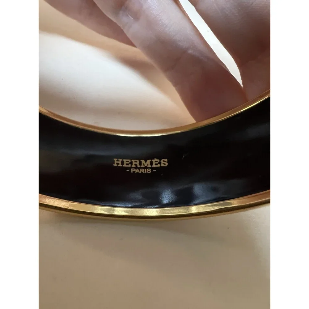 Hermes Brides de Gala White/Gold Bangle Bracelet Made In France